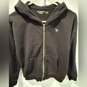 Abercrombie Kids Black Zip Hoodie Size 13/14 A&F Essentials Relaxed Fit